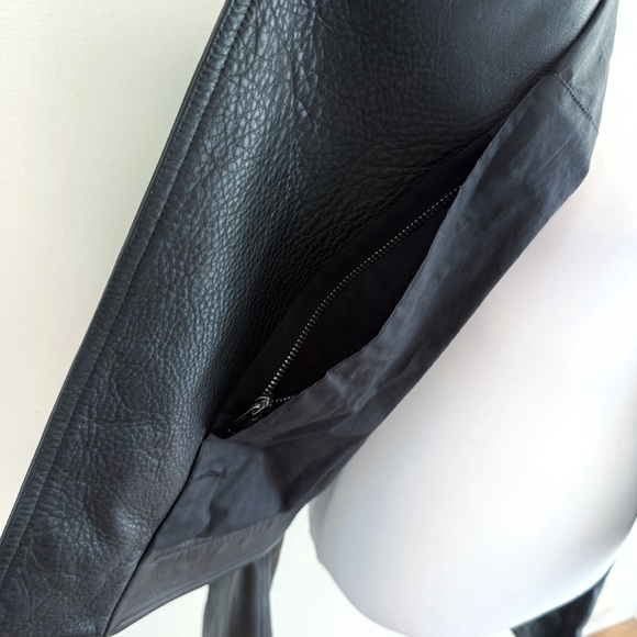 RICK OWENS BLACK LEATHER SILVER ZIP UP MOTORCYCLE MOTO BIKER JACKET - Picture 12 of 16